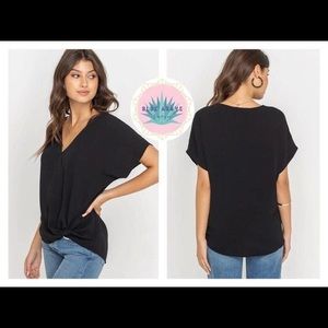 [Lush] Black Side Knot Blouse